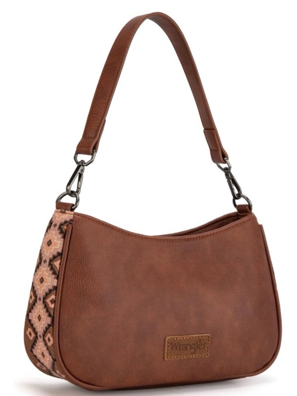 Wrangler Brown Shoulder Bag with Patterned Side Panel